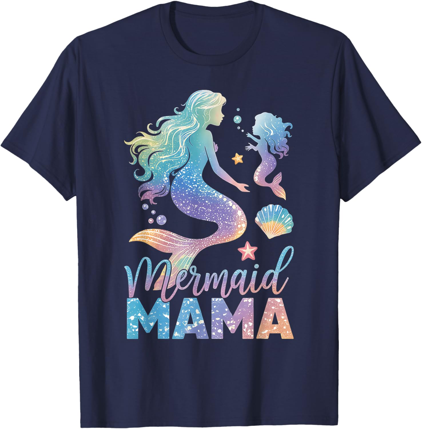 Cute Mermaid Mama Mermaid Mom Mommy Happy Mothers Day Women T-Shirt - T-Shirt | Navy