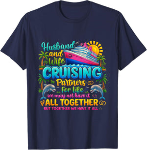 Cruising Partners Husband and Wife Vacation Couple Trip T-Shirt - T-Shirt | Navy