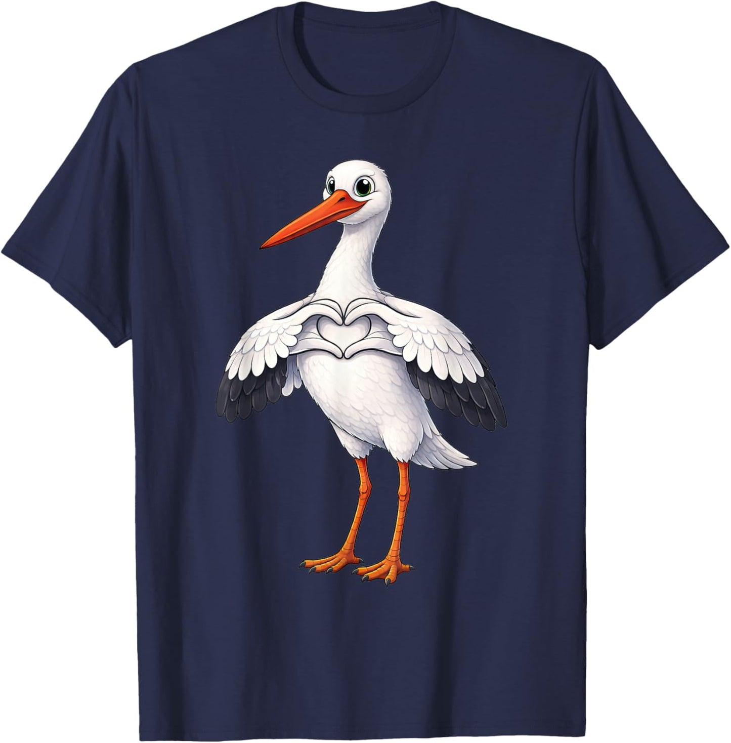 Storch mit Herz | Süßer Weißstorch mit Herzsymbol T-Shirt - T-Shirt | Navy