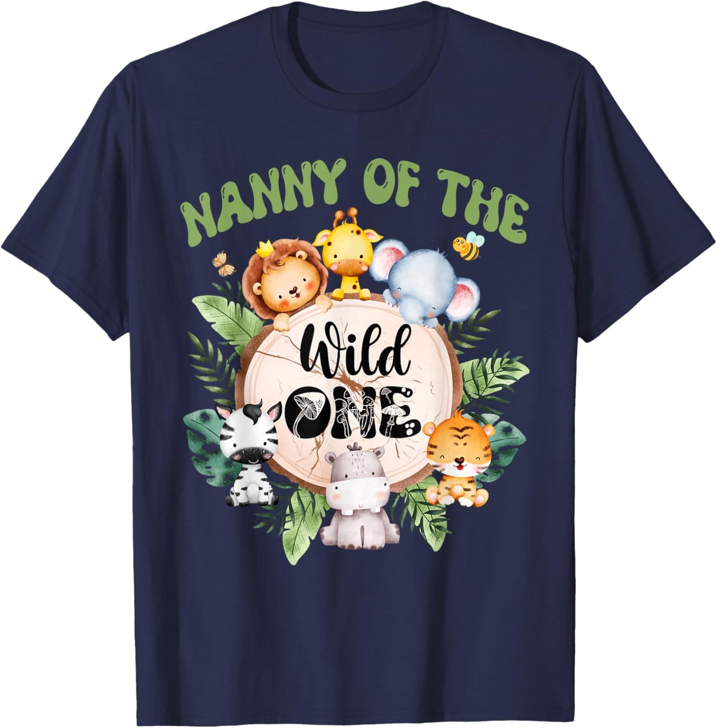 Nanny Of The Wild One 1st Birthday Safari Family Matching T-Shirt - T-Shirt | Navy