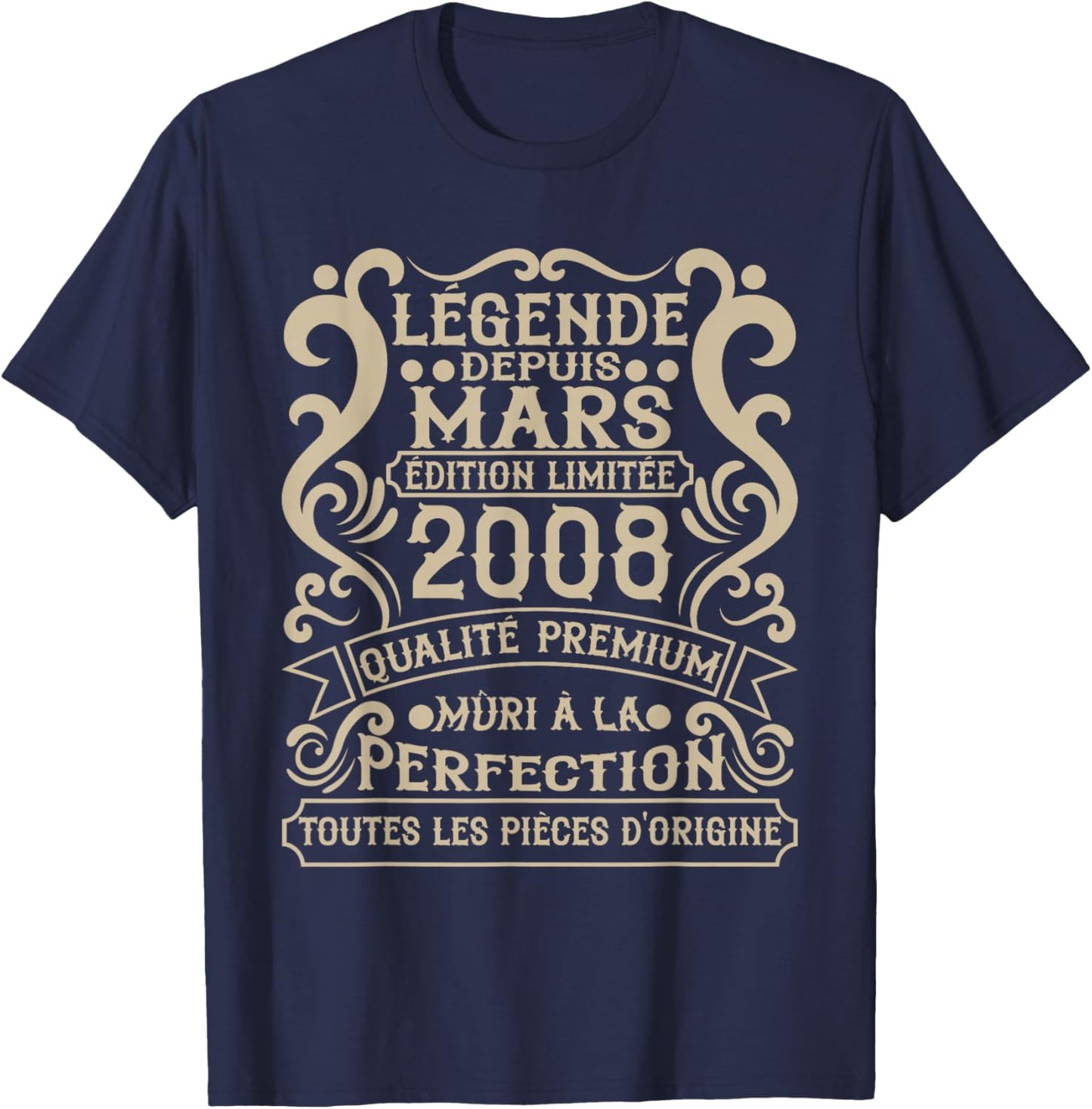 March 2008-18 Years Anniversary Gift Vintage 2008 T-Shirt - T-Shirt | Navy