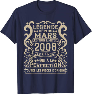 March 2008-18 Years Anniversary Gift Vintage 2008 T-Shirt - T-Shirt | Navy