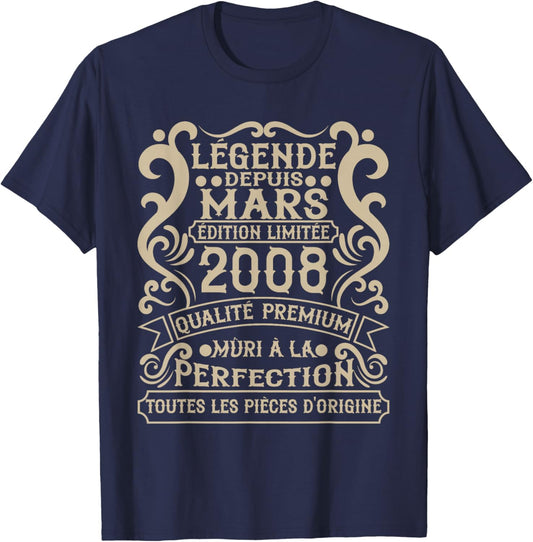 March 2008-18 Years Anniversary Gift Vintage 2008 T-Shirt - T-Shirt | Navy