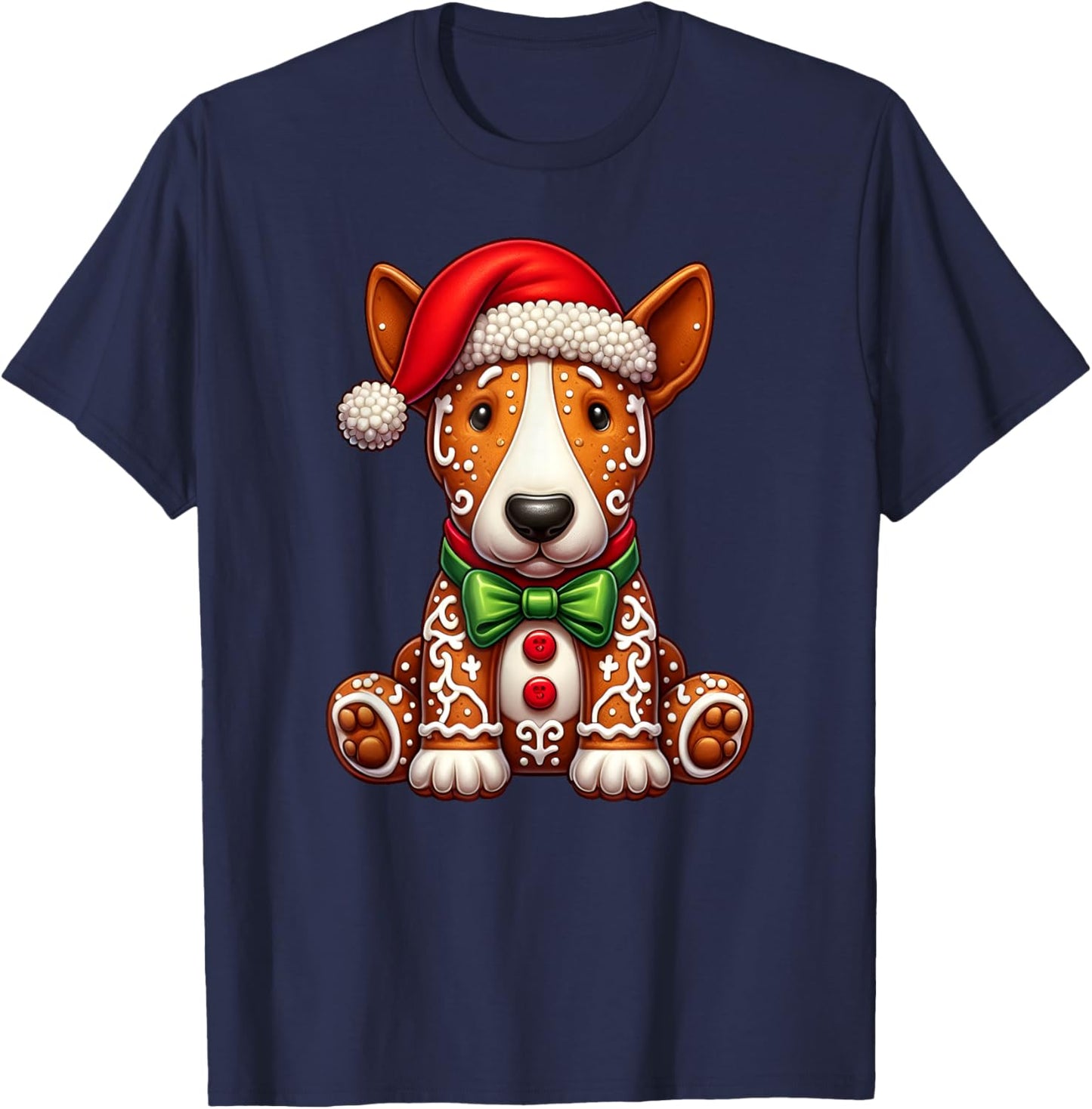 Gingerbread Man Bull Terrier Dog Christmas Kids T-Shirt - T-Shirt | Navy