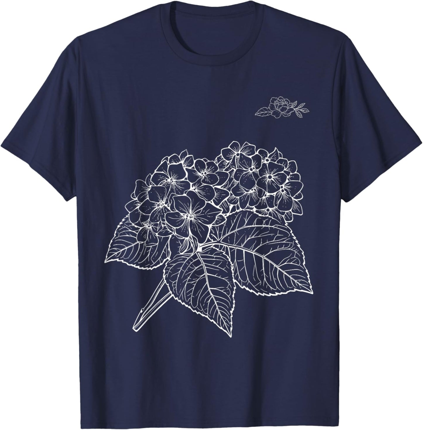 Hydrangea Flower Funny Design Women T-Shirt - T-Shirt | Navy