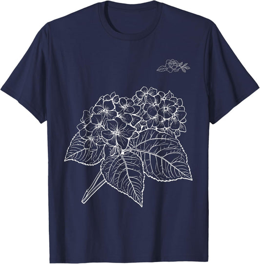 Hydrangea Flower Funny Design Women T-Shirt - T-Shirt | Navy