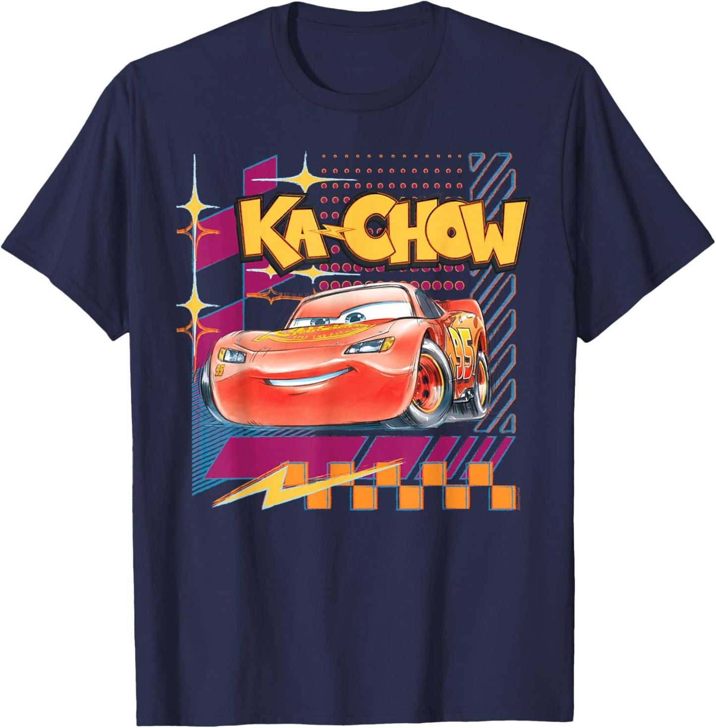 Disney and Pixar's Cars Lightning McQueen Ka-Chow Art T-Shirt - T-Shirt | Navy