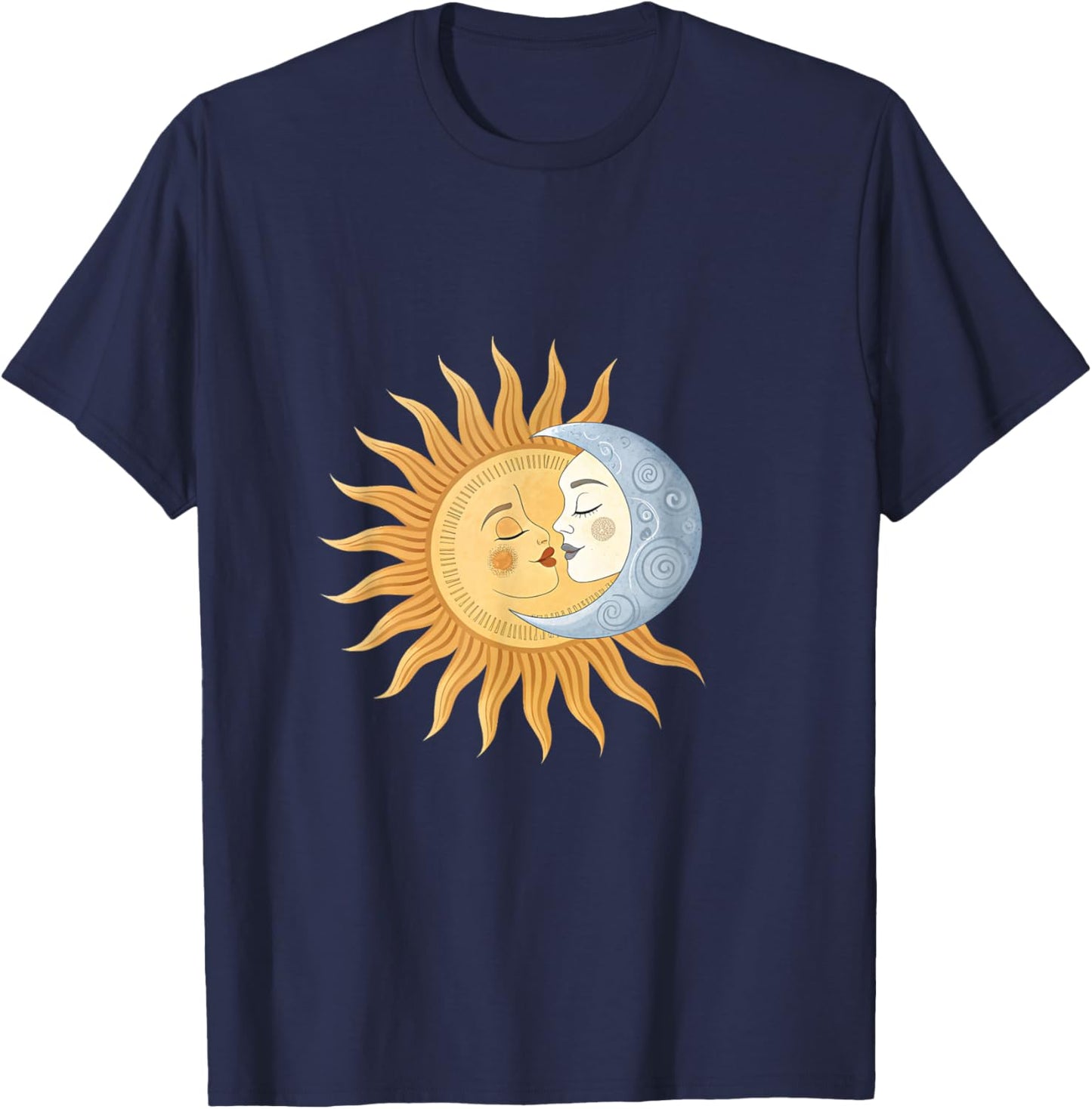 Sun and Moon Kissing Celestial Harmony Romance T-Shirt - T-Shirt | Navy
