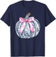 Retro Disco Ball Coquette Pumpkin Halloween Thanksgiving T-Shirt - T-Shirt | Navy