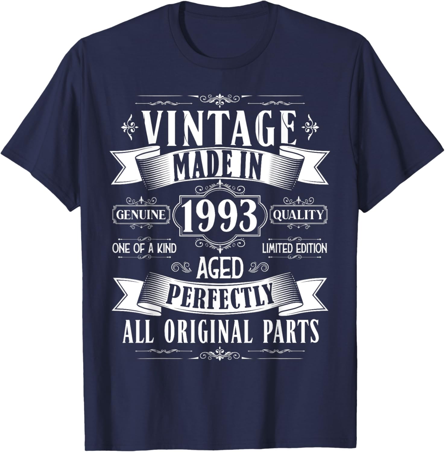 Vintage 32nd birthday men Born 1993 32 years old Bday T-Shirt - T-Shirt | Navy