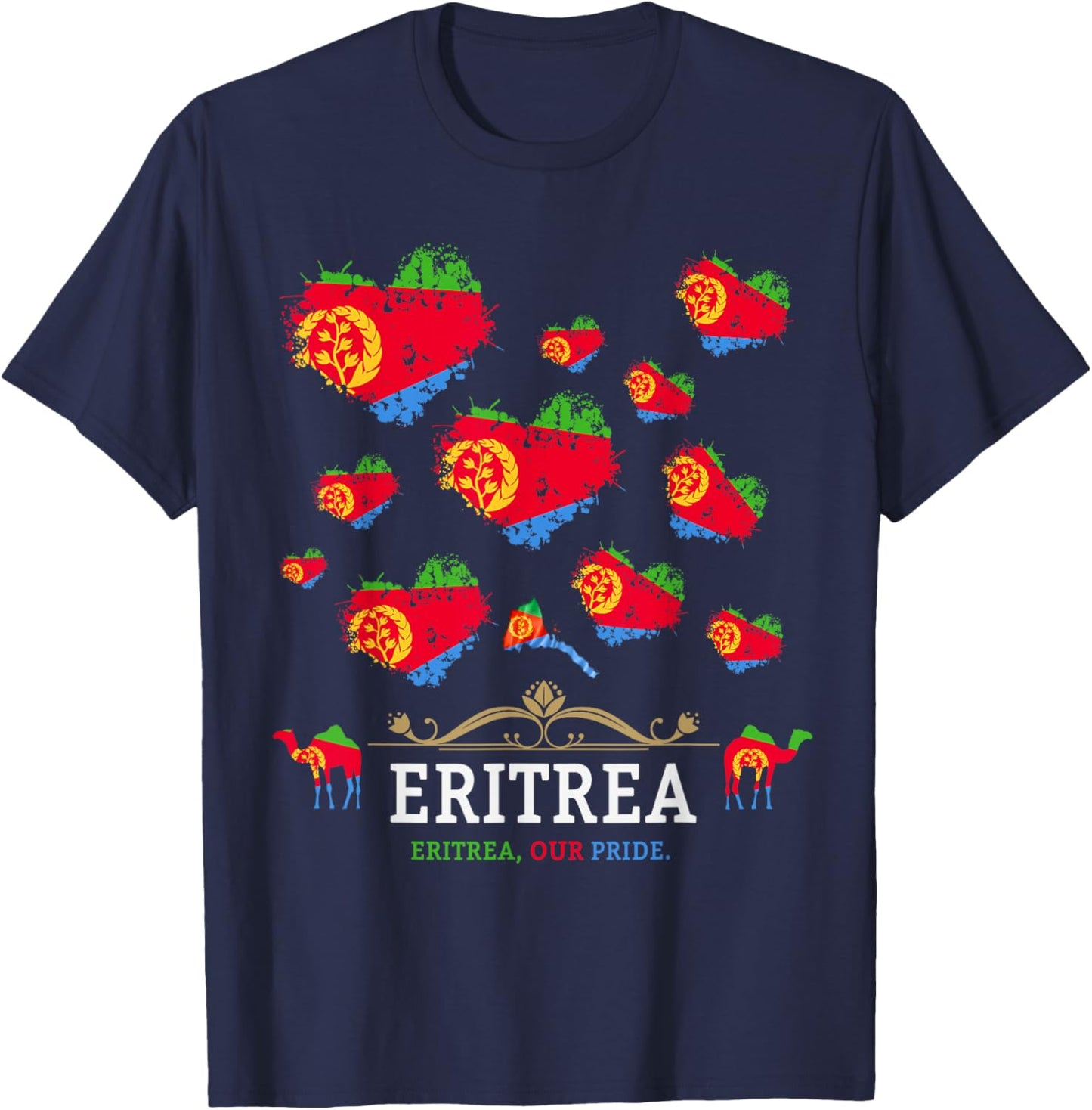 Eritrea Flag Themed Outfit Idea For Kids With Eritrean Flag T-Shirt - T-Shirt | Navy