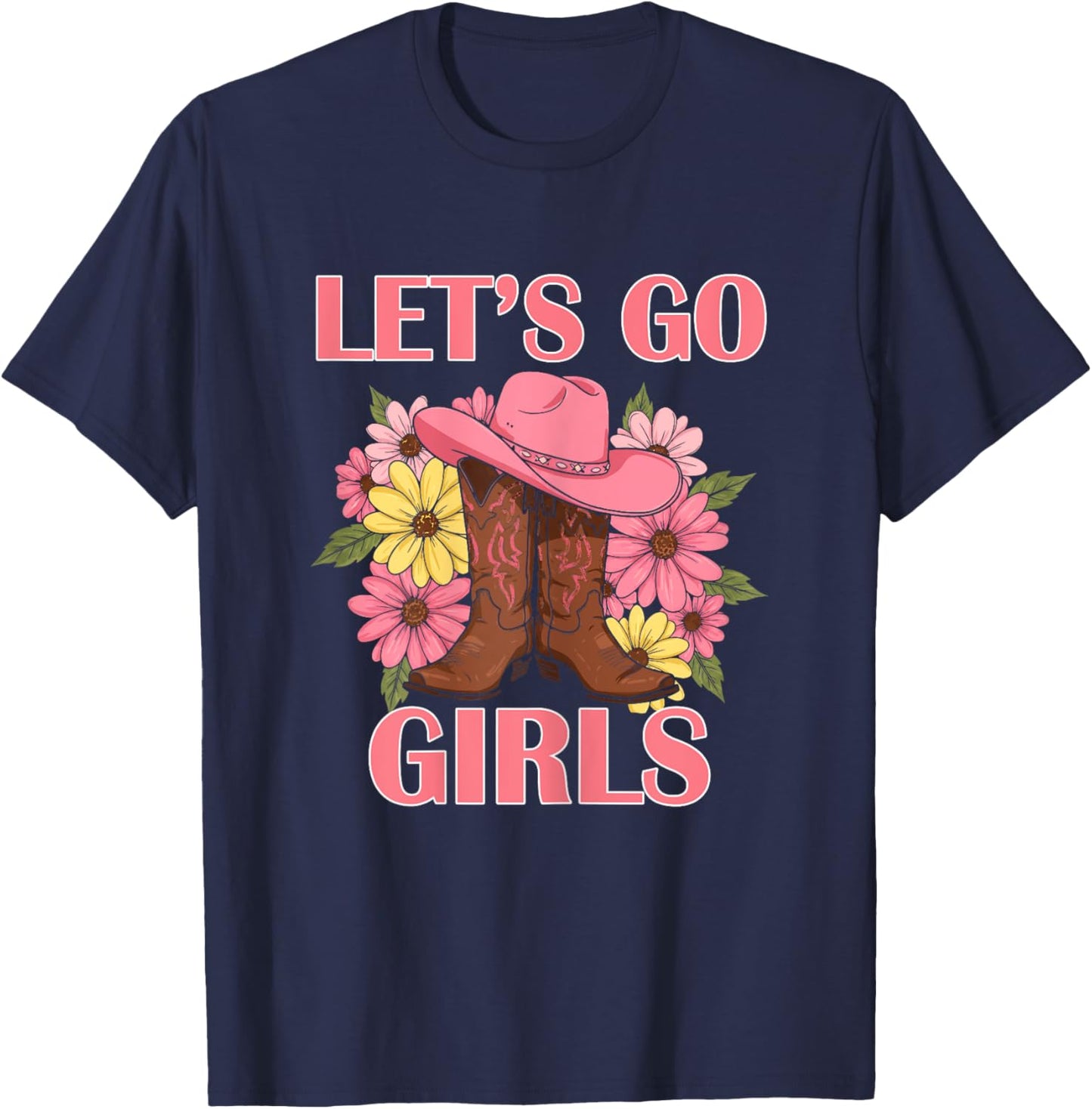 Let's Go Girls Retro Rodeo Western Love Country Cowgirl T-Shirt - T-Shirt | Navy