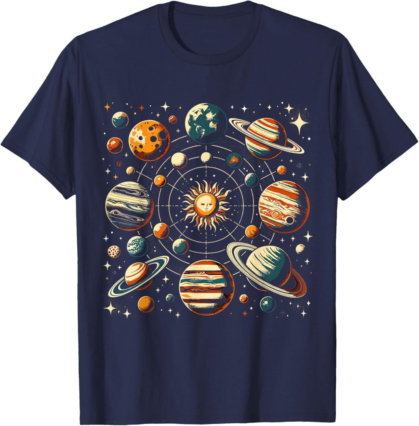Solar System Planets Girls Astronomy Space T-Shirt - T-Shirt | Navy