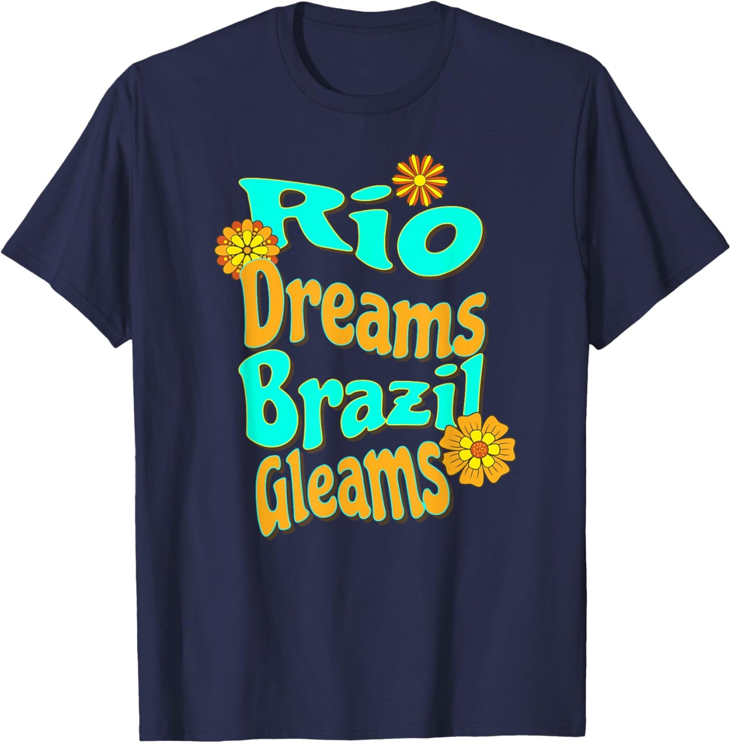 Rêves de Rio Brésil Brille Été Tropical Rétro T-Shirt - T-Shirt | Navy
