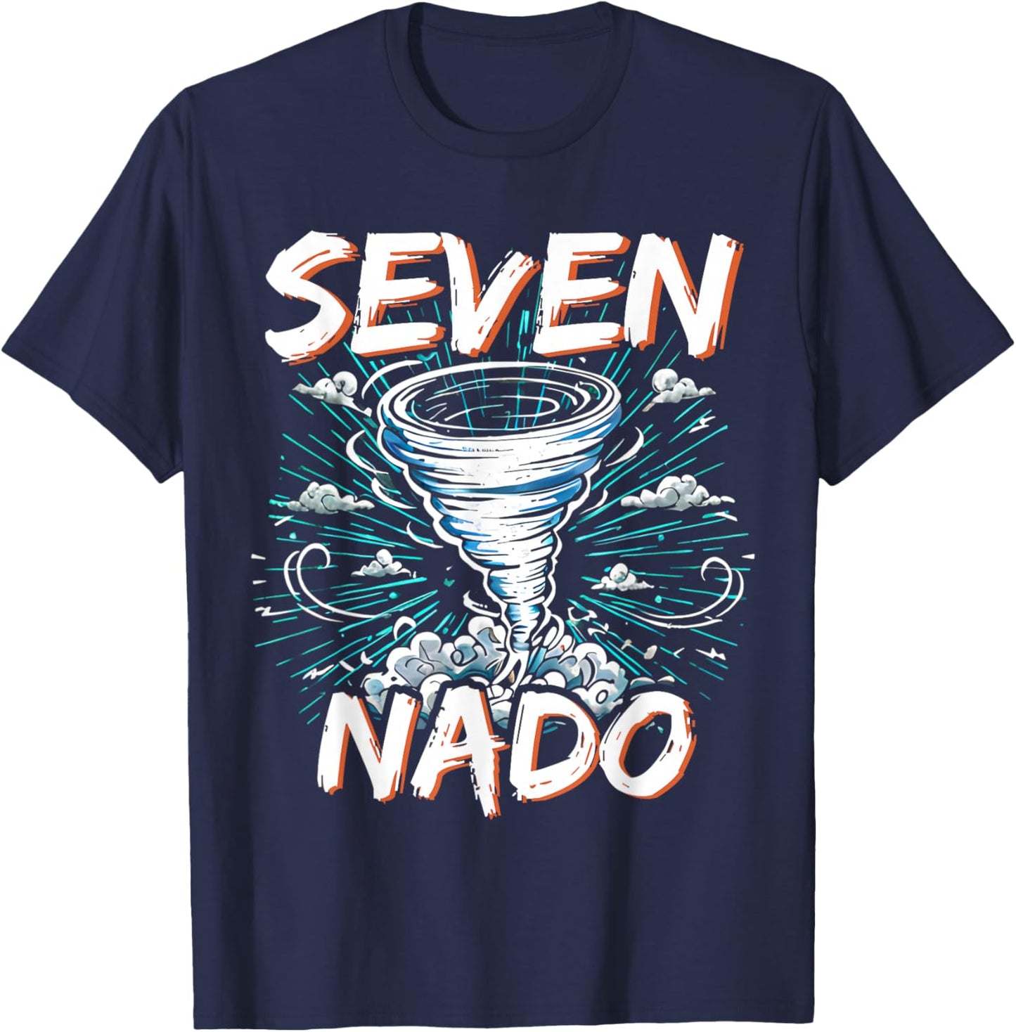 Tornado 7 Year Old Seven Nado 7th Birthday Party Boy Girl T-Shirt - T-Shirt | Navy