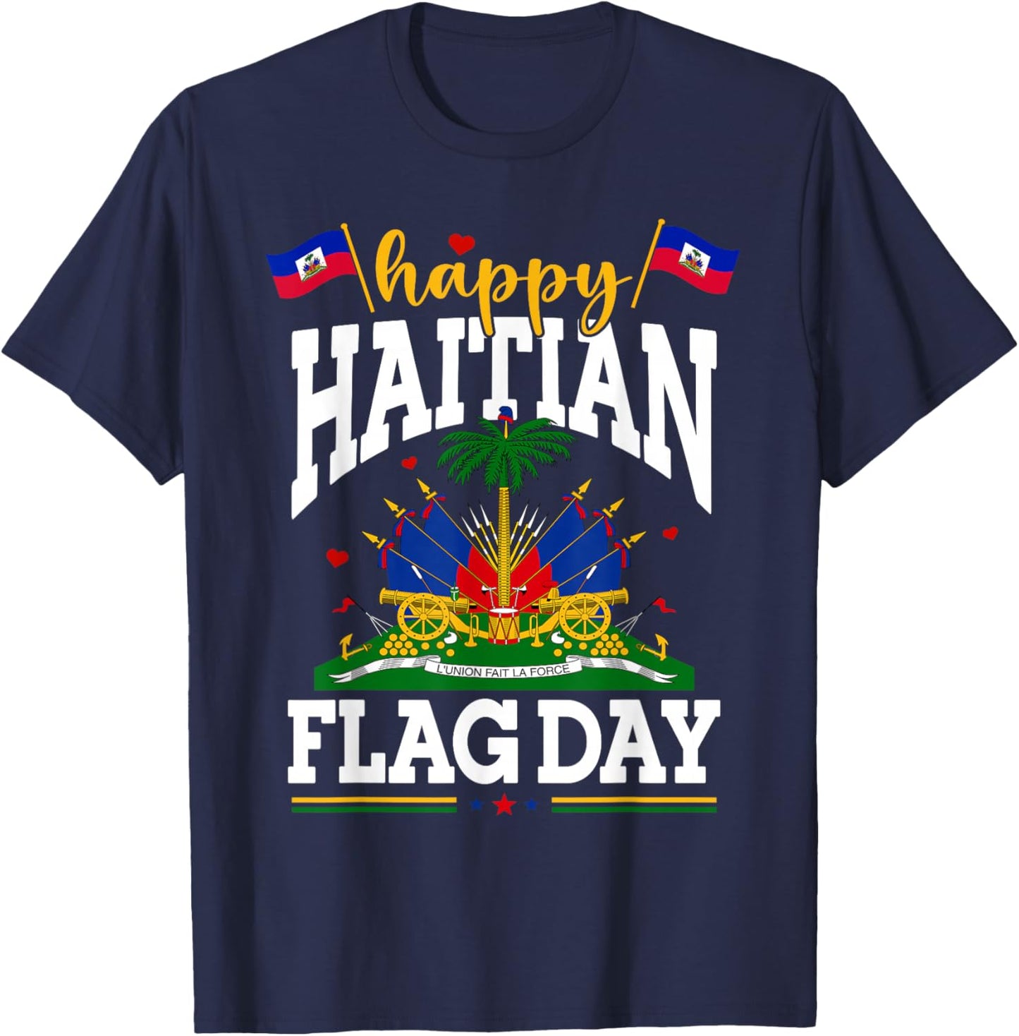 Happy Haitian Flag Day Haiti Independence Day Men Women Kids T-Shirt - T-Shirt | Navy