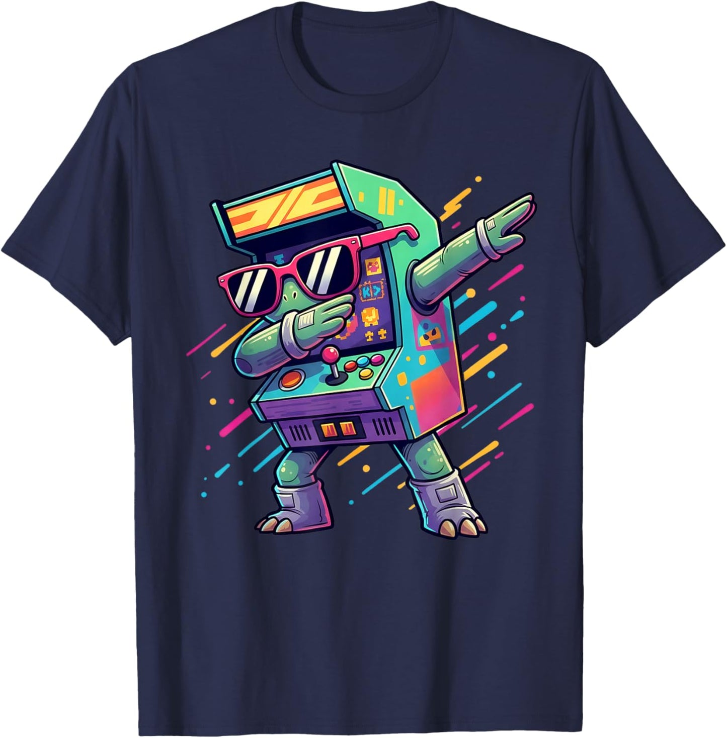 Arcade Cabinet Machine Dabbing 70s 80s 90s Video Gaming T-Shirt - T-Shirt | Navy