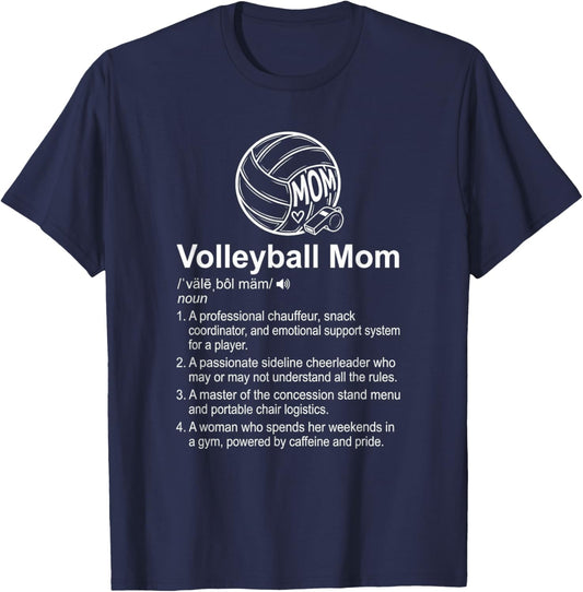 Volleyball Mom Definition Meaning Funny Sport Parent T-Shirt - T-Shirt | Navy