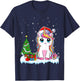 Unicorn Christmas For Girls Kids Santa Unicorn Xmas Tree T-Shirt - T-Shirt | Navy