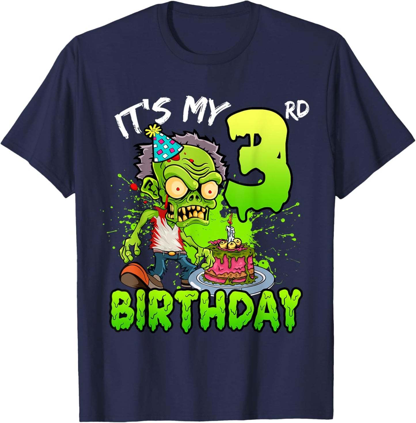 It's My 3rd Birthday Zombie Lover 3 Year Old Boys Girls T-Shirt - T-Shirt | Navy