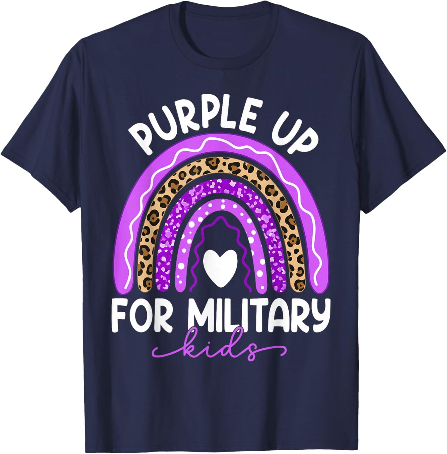 Purple Up for Military Kids Month Military Child Rainbow T-Shirt - T-Shirt | Navy