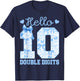 Hello Ten 10th Birthday Blue Coquette Bow 10 Year Girl T-Shirt - T-Shirt | Navy