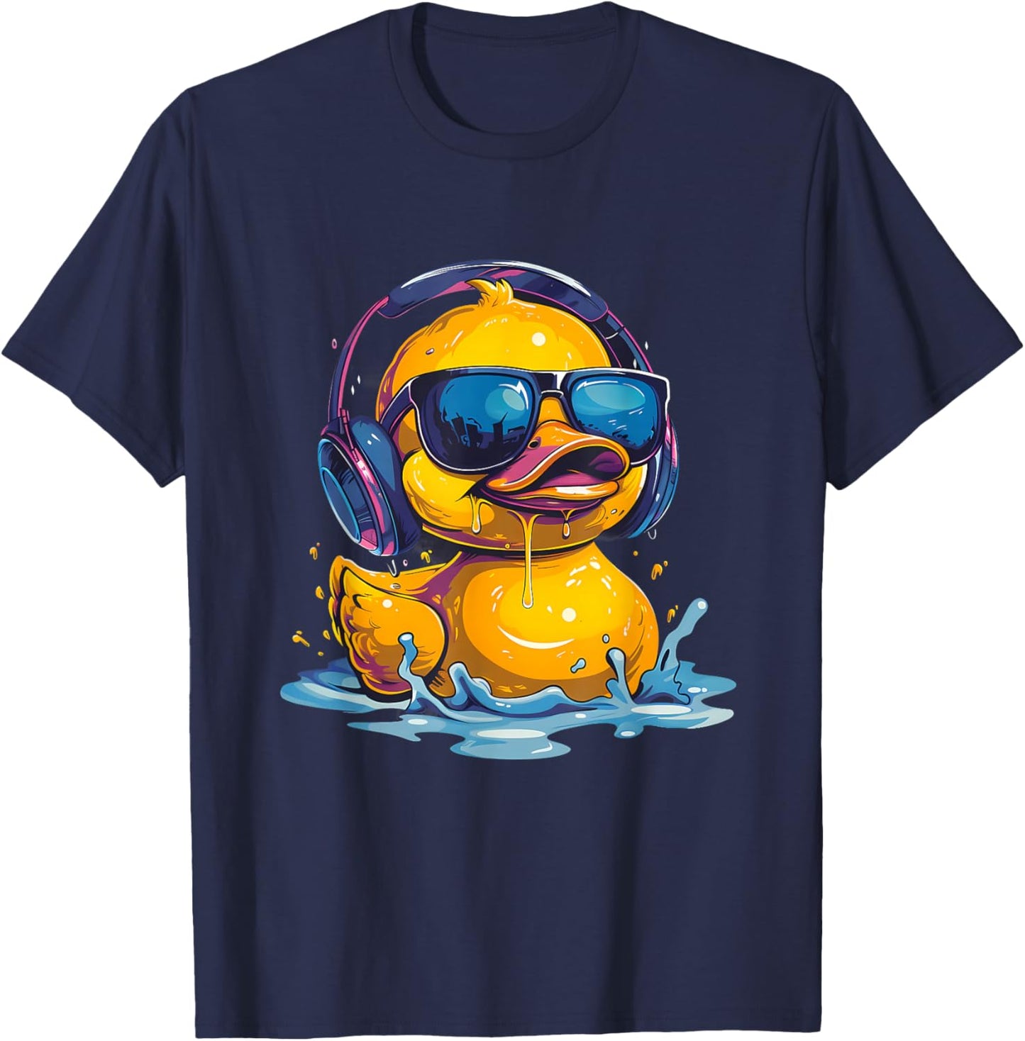 Rubber Duck Techno DJ Rubber Duckling Music Headphones T-Shirt - T-Shirt | Navy
