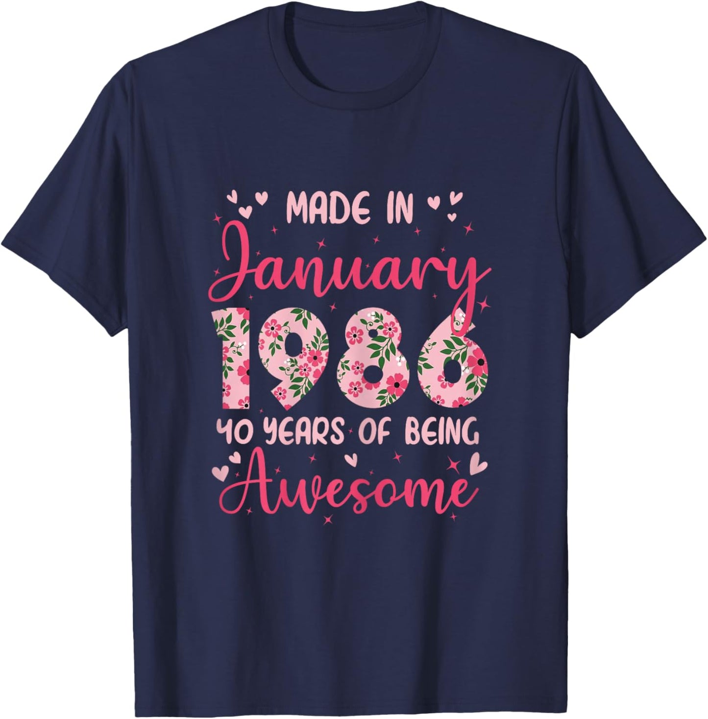 January 1986 Cool 40th Birthday Gift T-Shirt - T-Shirt | Navy