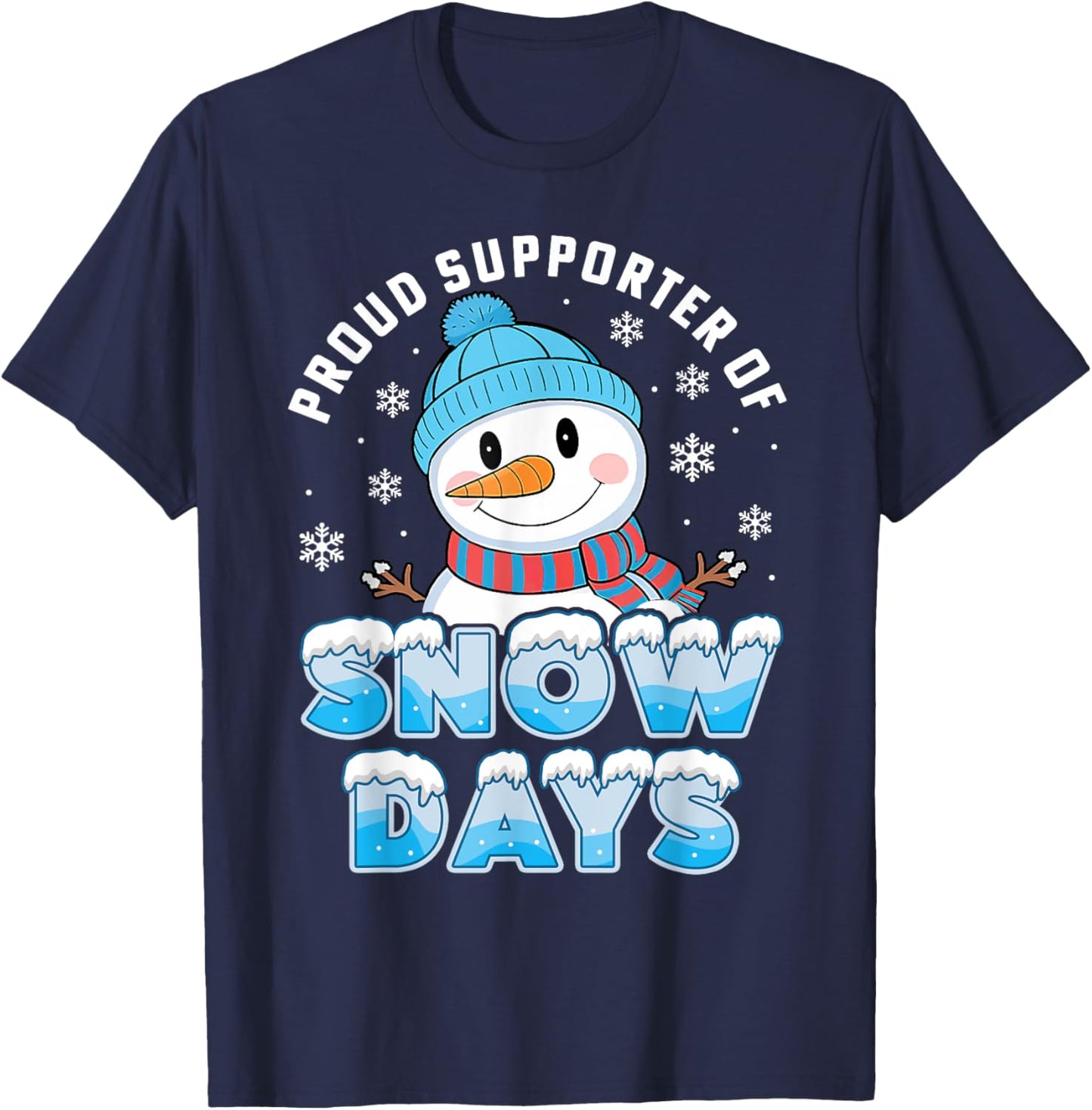 Retro Proud Supporter Of Snow Days Teacher Christmas Holiday T-Shirt - T-Shirt | Navy