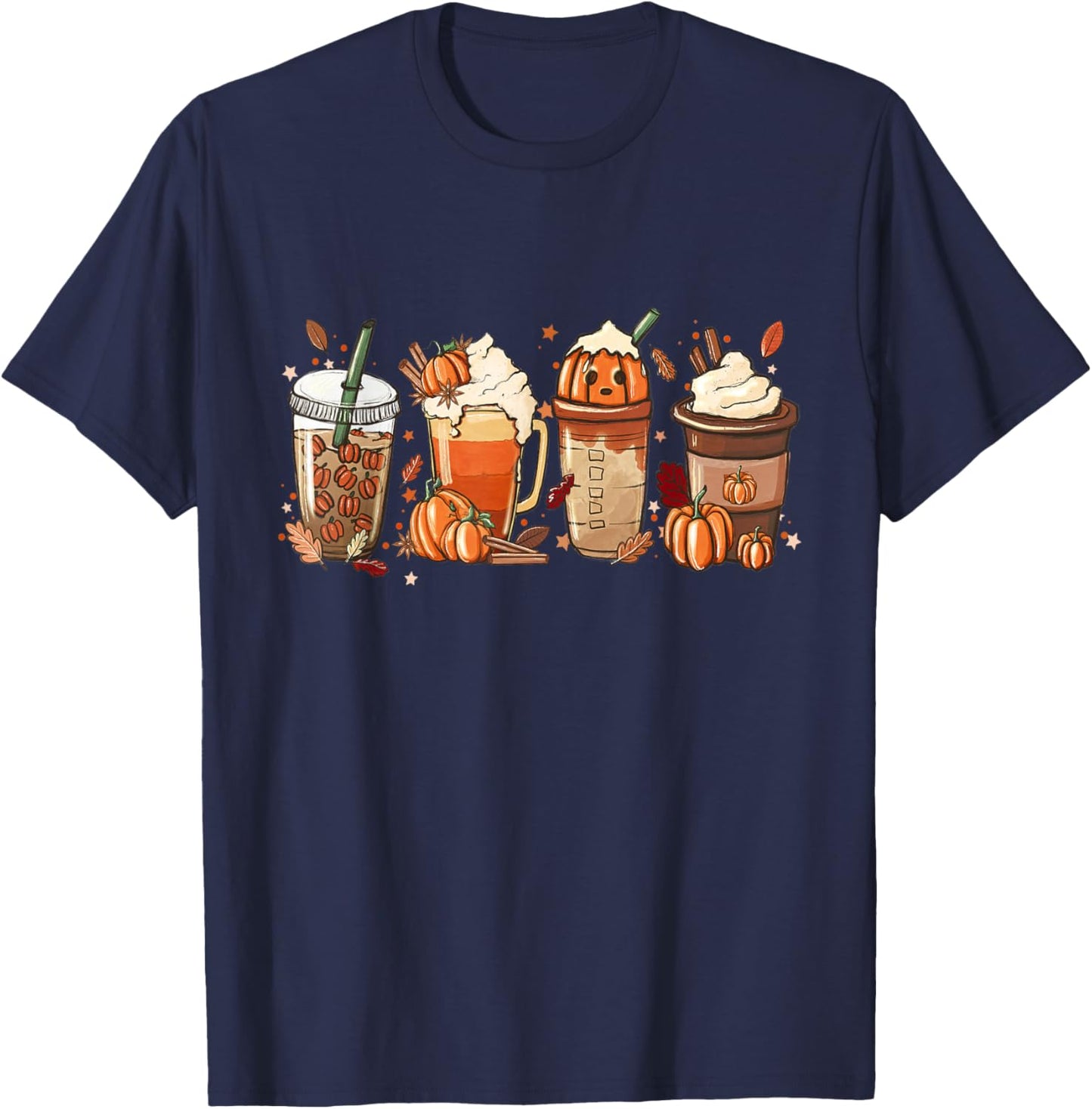 Pumpkin Spice Latte, Fall Coffee, Pumpkin Spice,Thanksgiving T-Shirt - T-Shirt | Navy