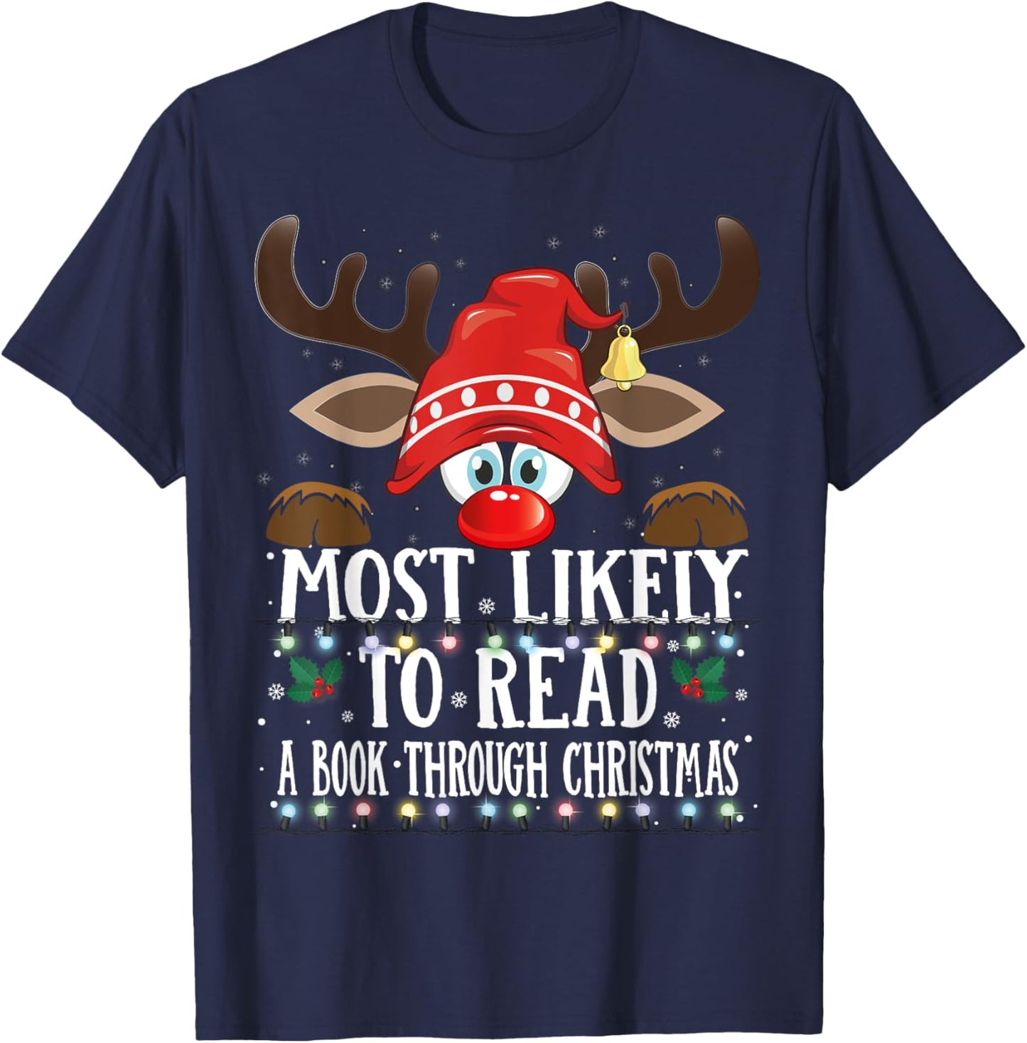 Christmas Matching Most Likely To Read A Book PJS T-Shirt - T-Shirt | Navy