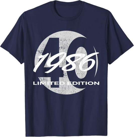 40th Birthday Man Woman 40 Years 1986 Funny Gift T-Shirt - T-Shirt | Navy