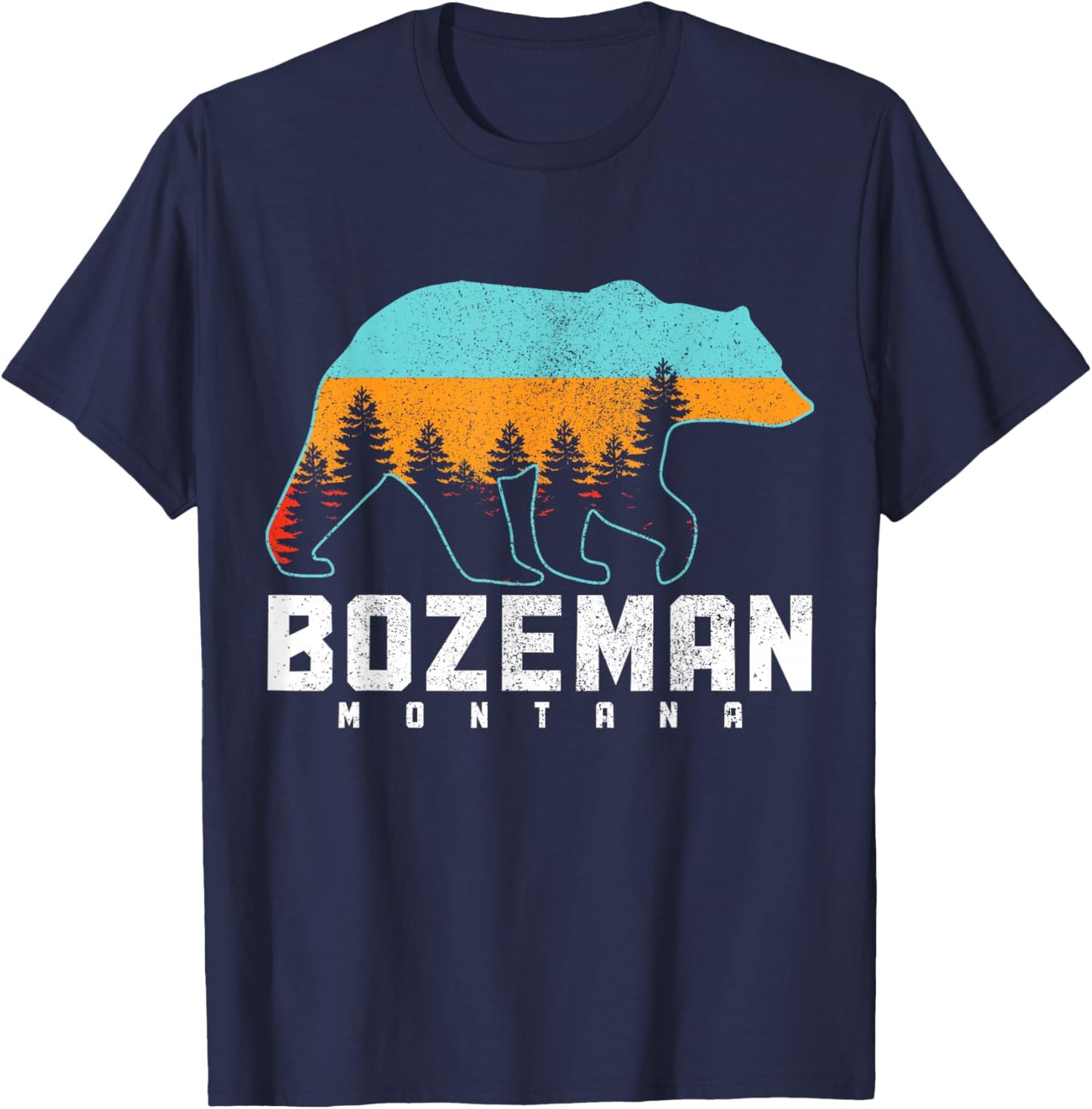 Bozeman Montana Bear Pride Hiking Camping Vintage T-Shirt - T-Shirt | Navy