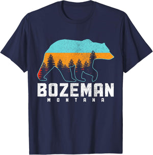 Bozeman Montana Bear Pride Hiking Camping Vintage T-Shirt - T-Shirt | Navy