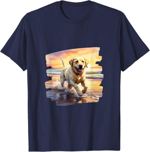 Labrador On The Beach, Lab, Dog, Labrador Puppy T-Shirt - T-Shirt | Navy
