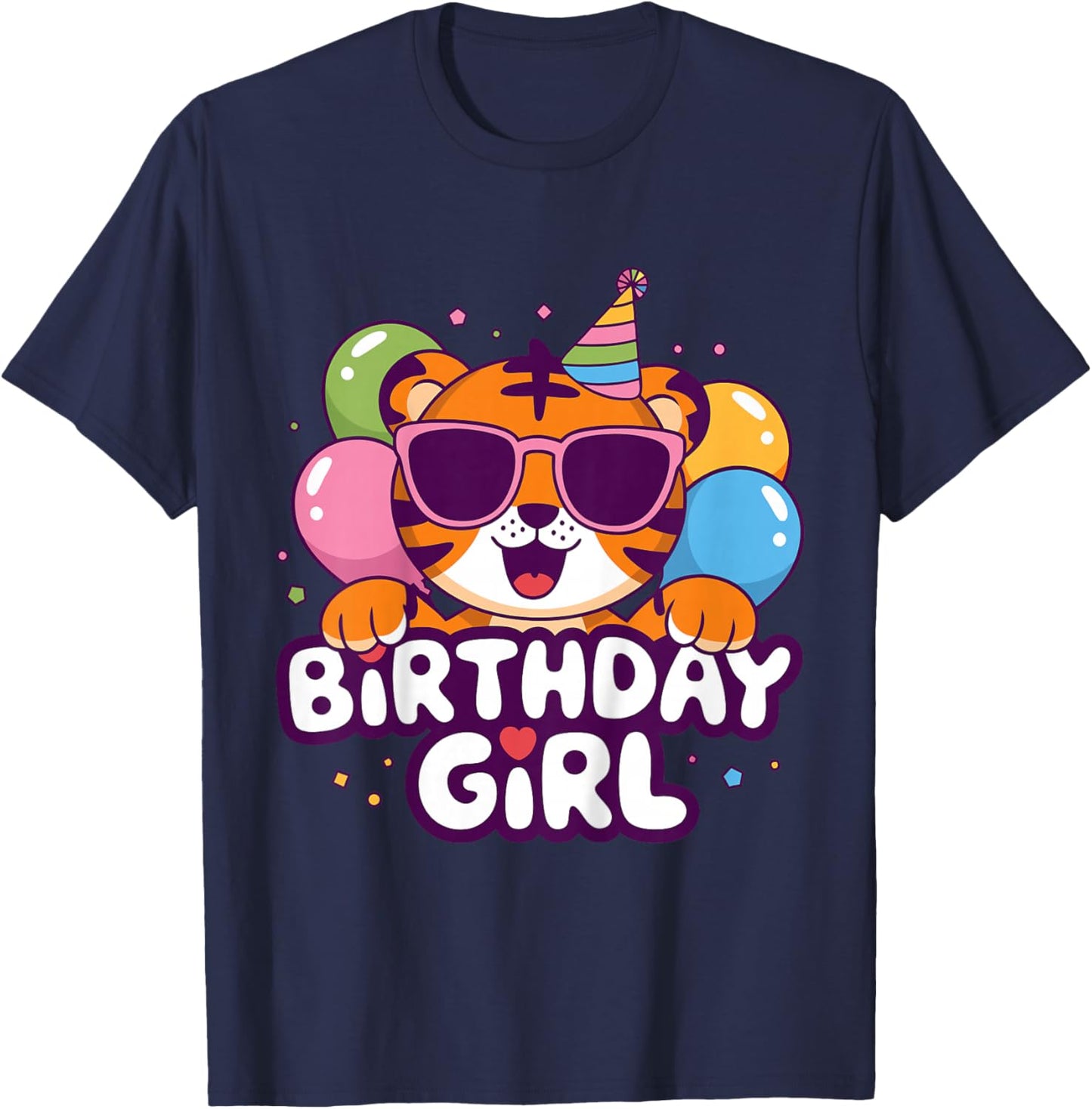 Kids Birthday Girl Tiger Kids T-Shirt - T-Shirt | Navy