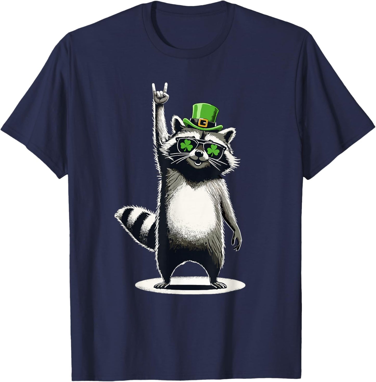 Raccoon St. Patty's Shamrock Funny St. Patrick's Day T-Shirt - T-Shirt | Navy
