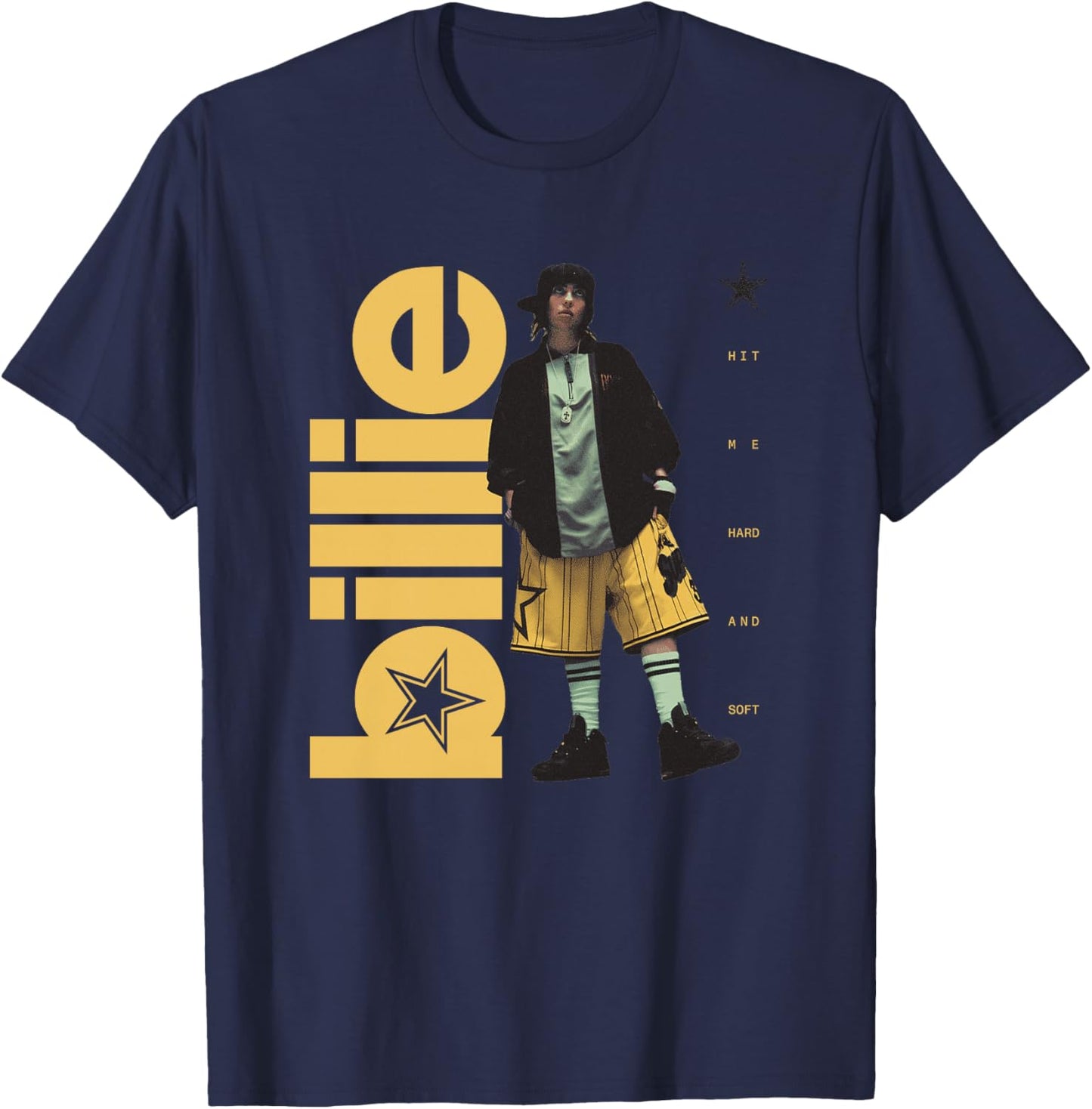 Offizielles Billie Eilish Hit Me Hard and Soft Stehfoto Premium T-Shirt - T-Shirt | Navy