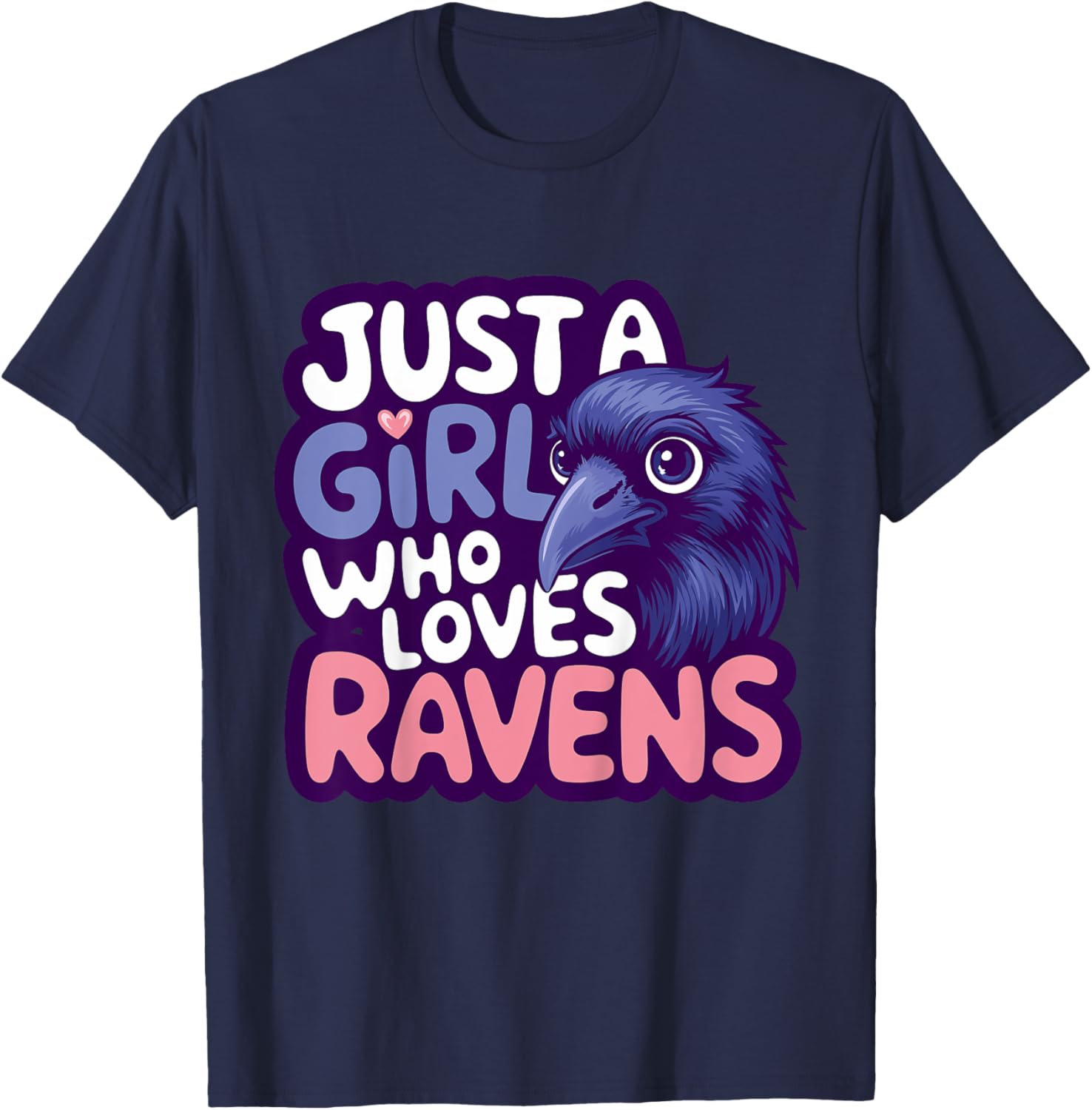 Kids Girl Loves Ravens Kids T-Shirt - T-Shirt | Navy
