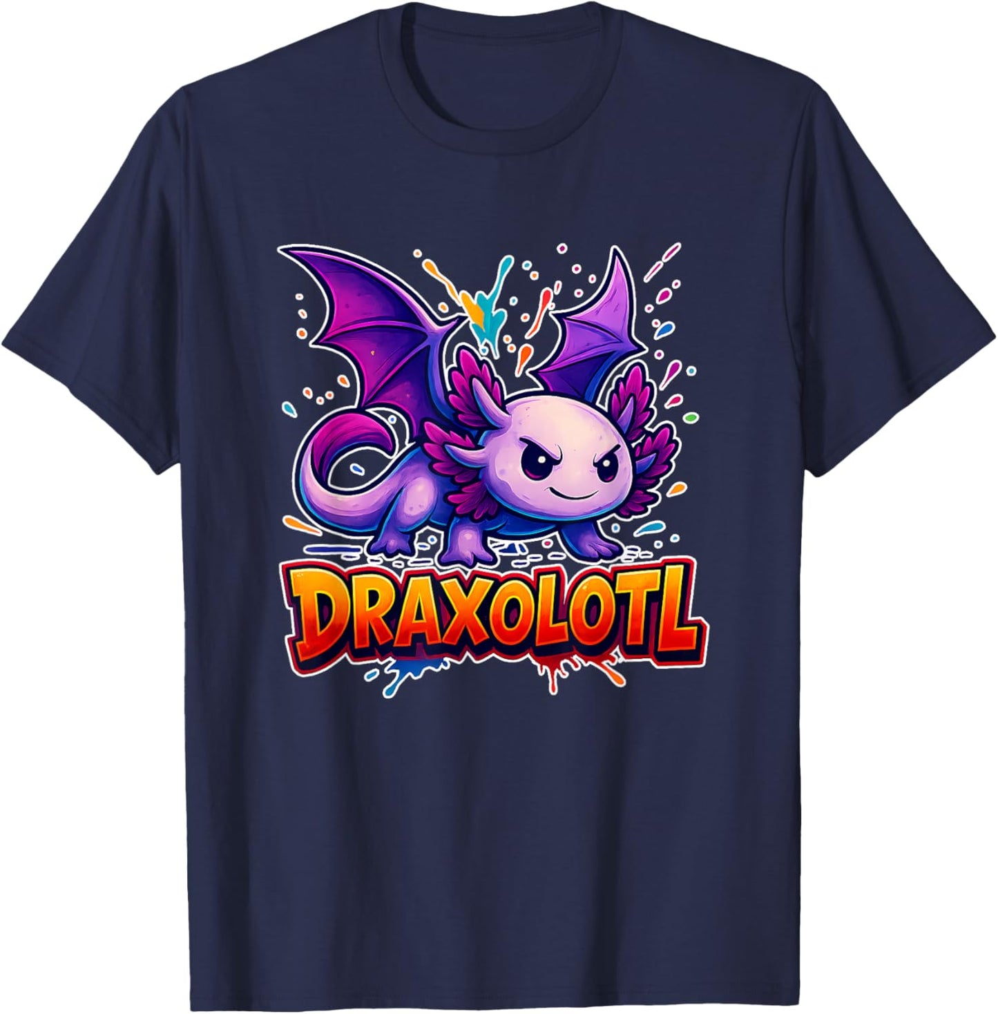 Draxolotl Axolotl Dragon Mashup Fantasy Design for Kids T-Shirt - T-Shirt | Navy