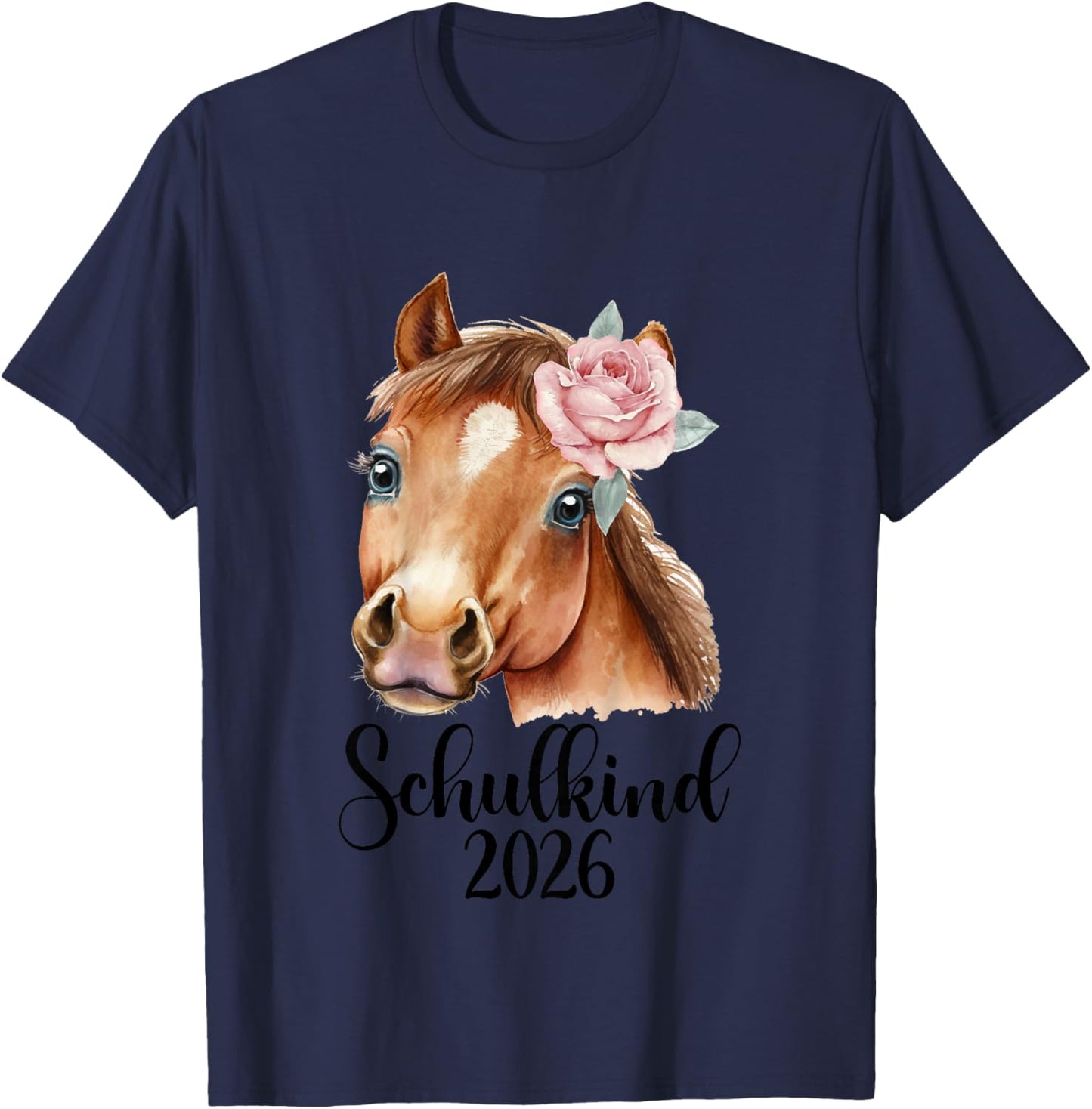 Kinder Einschulung Erstklässlerin Schulmädchen Pferd Schulkind 2026 T-Shirt - T-Shirt | Navy