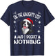 Cute Border Collie Dog Christmas On The Naughty List and I T-Shirt - T-Shirt | Navy