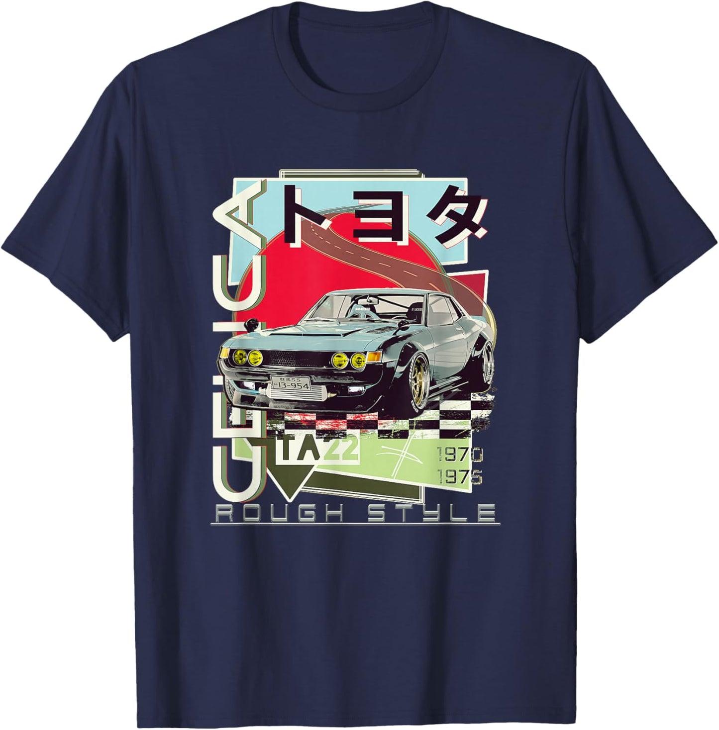 Celica TA22 JDM Rough Style Wide Body T-Shirt - T-Shirt | Navy