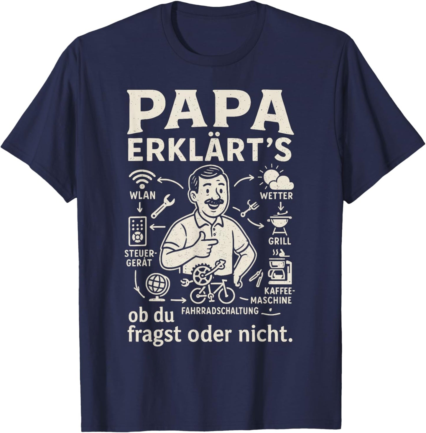 Papa Geschenk Papa Vatertag Shirt Herren Lustig Papa T-Shirt - T-Shirt | Navy