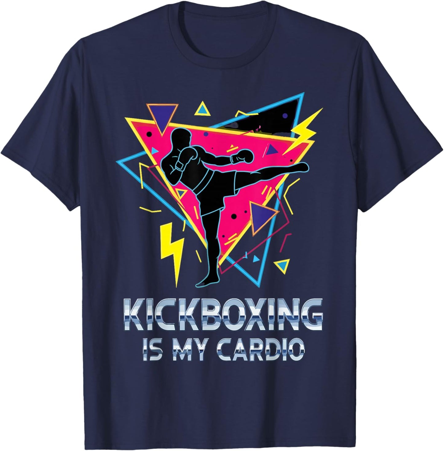 Kickboxing is My Cardio Retro Workout Martial Arts Boxing T-Shirt - T-Shirt | Navy