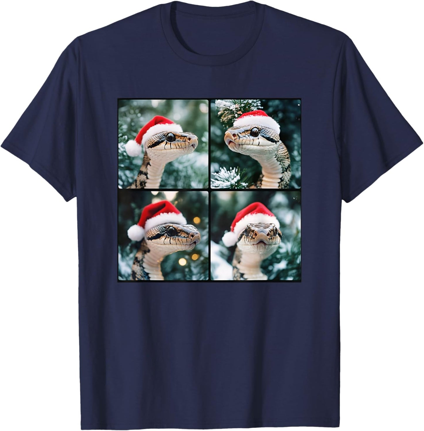 Snake Santa Hat Funny Christmas Snake T-Shirt - T-Shirt | Navy
