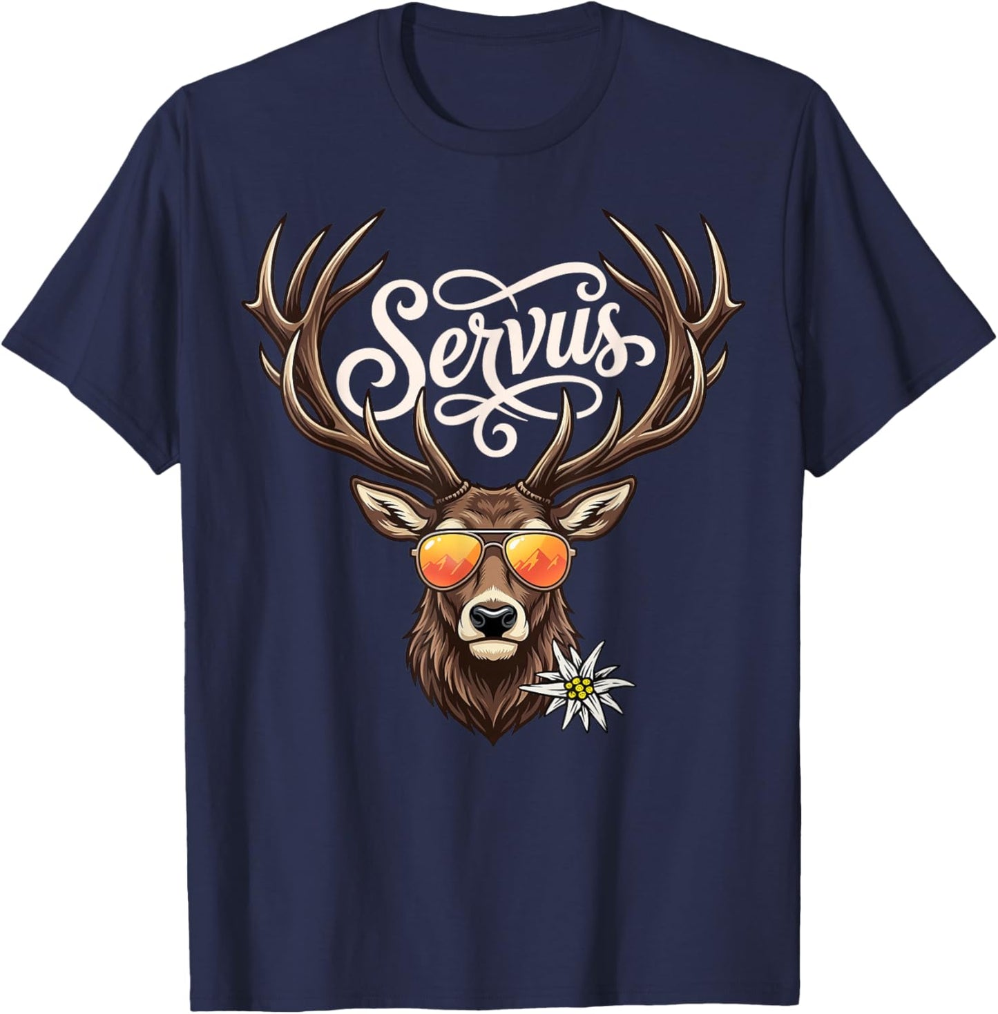 Servus Herren Trachtenshirt Damen Outfit Trachten T-Shirt - T-Shirt | Navy
