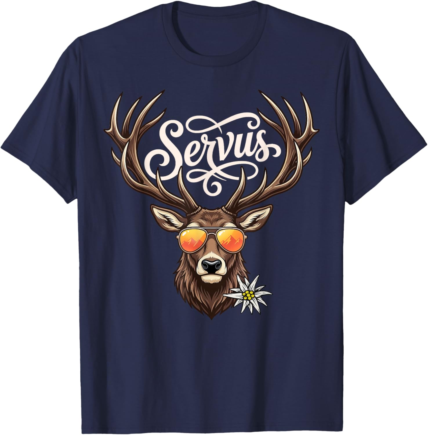 Servus Herren Trachtenshirt Damen Outfit Trachten T-Shirt - T-Shirt | Navy