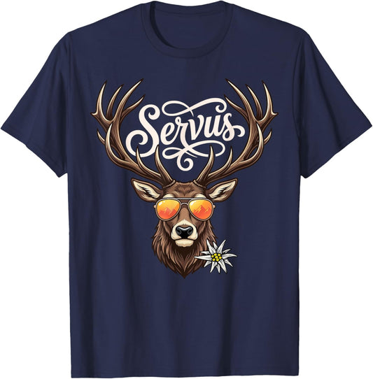 Servus Herren Trachtenshirt Damen Outfit Trachten T-Shirt - T-Shirt | Navy