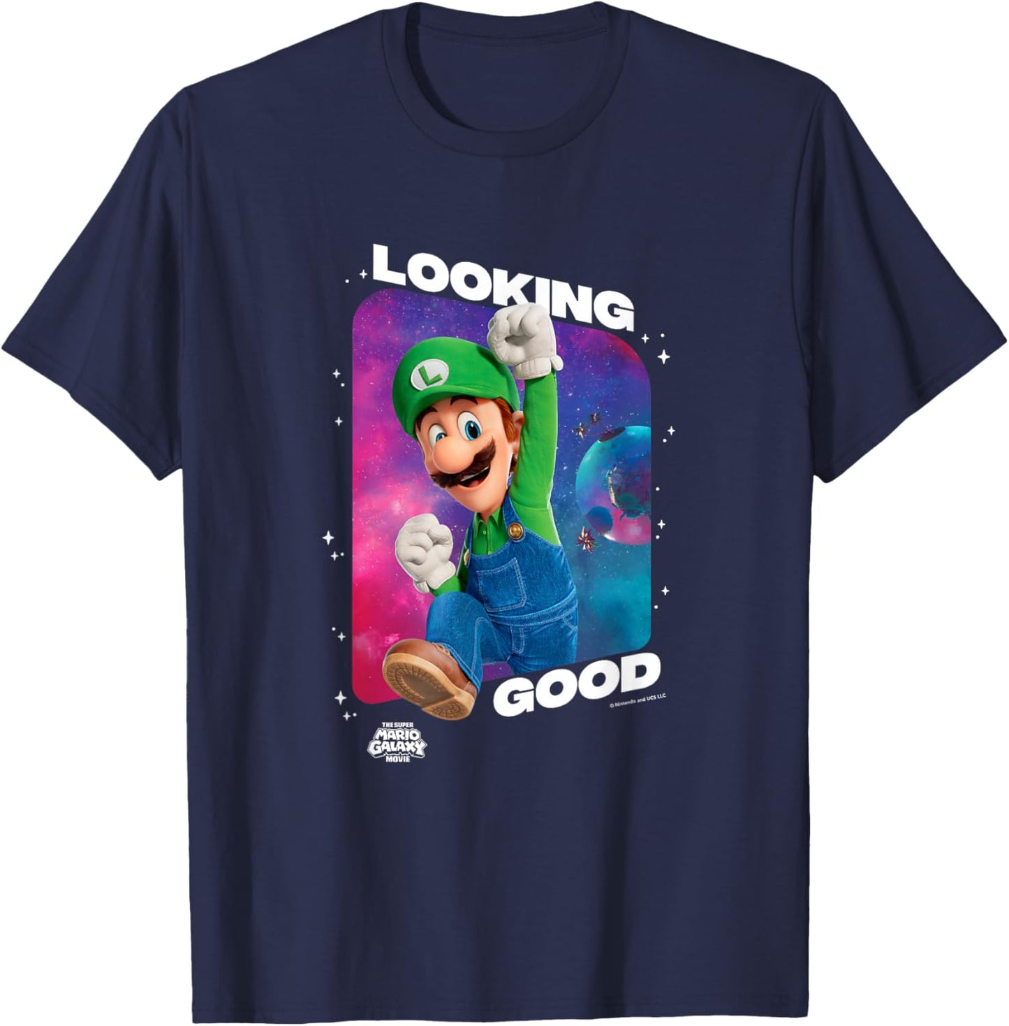 The Super Mario Galaxy Movie Looking Good Luigi T-Shirt - T-Shirt | Navy